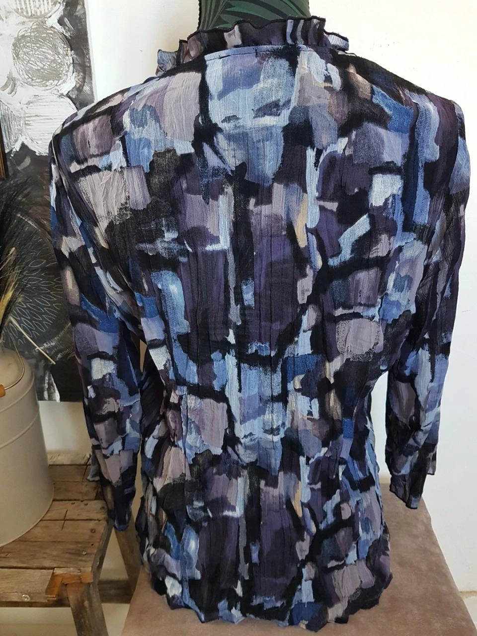 ❤️Blusa fluida transparente violeta y azul Julie Guerland T40 (42) – photo 3